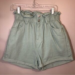 High-Rise Paperbag Women’s Shorts in Sage Green